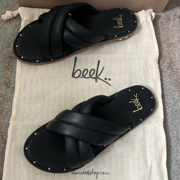 Beek Handmade Dovetail Leather Sandal Black NWT Size 6 - Picture 3 of 13